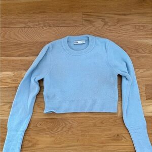 Zara Sky Blue Crew Neck Sweater